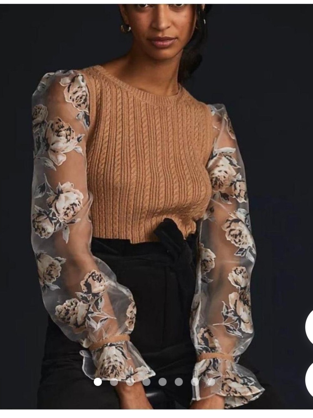 NWT Anthropologie Maeve Floral Organza Sleeve Knit Sweater Vest XS